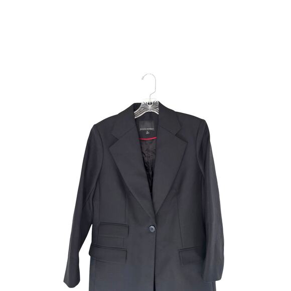 Banana Republie Lido Sculpted Italian Wool Blazer Black Luxury Classy Size 8 - Picture 4 of 12